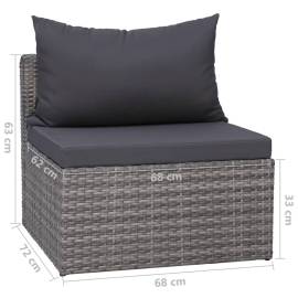 Set mobilier de grădină cu perne, 8 piese, gri, poliratan, 11 image