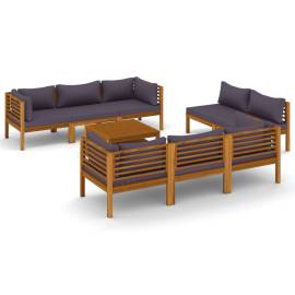 Set mobilier de grădină cu perne, 9 piese, lemn masiv de acacia, 2 image