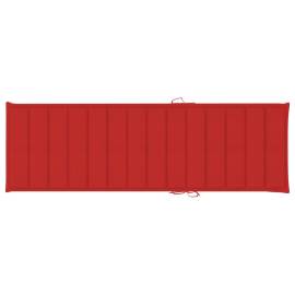 Șezlong cu pernă roșie, lemn de pin tratat, 5 image