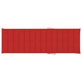 Șezlong cu pernă roșie, lemn de pin tratat, 6 image