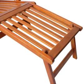 Șezlong exterior, suport picioare și pernă, lemn masiv acacia, 5 image