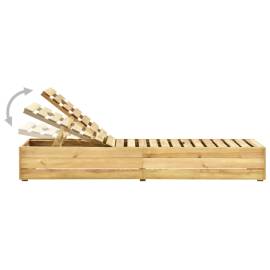 Șezlong de grădină cu masă și pernă, lemn de pin tratat, 7 image