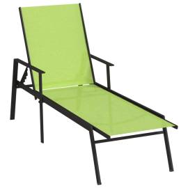 Șezlong, verde, oțel și țesătură de textilenă, 2 image