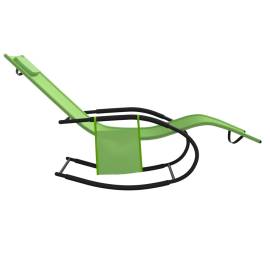 Șezlonguri balansoare, 2 buc., verde, oțel și textilenă, 5 image