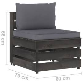 Set mobilier de grădină cu perne, 7 piese, gri, lemn tratat, 10 image