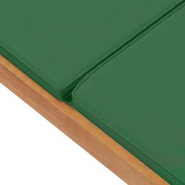 Șezlong cu pernă, verde, lemn masiv de tec, 8 image