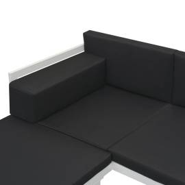 Set mobilier de grădină cu perne, 4 piese, negru, aluminiu, 9 image