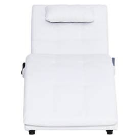Șezlong de masaj cu pernă, alb, piele artificială, 6 image