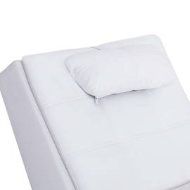 Șezlong de masaj cu pernă, alb, piele artificială, 7 image