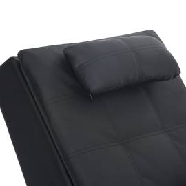 Șezlong de masaj cu pernă, negru, piele artificială, 7 image