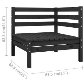 Canapea de colț pentru grădină, negru, lemn masiv de pin, 5 image