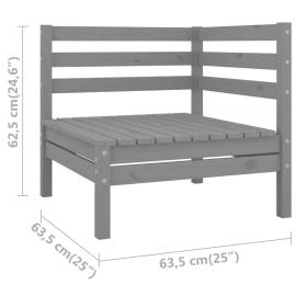 Canapele de colț pentru grădină, 2 buc., gri, lemn masiv de pin, 6 image