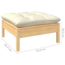 Set mobilier grădină cu perne crem, 9 piese, lemn masiv de pin, 8 image