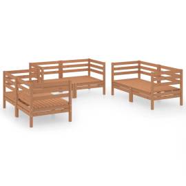 Set mobilier de grădină, 6 piese, maro miere, lemn masiv de pin, 2 image