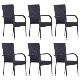 Set mobilier pentru grădină, 7 piese, negru, 5 image