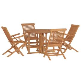 Set de mobilier de exterior pliabil, 5 piese, lemn masiv de tec, 3 image