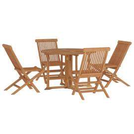 Set de mobilier de exterior pliabil, 5 piese, lemn masiv de tec, 3 image