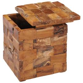 Taburet de depozitare, lemn masiv de tec, 2 image