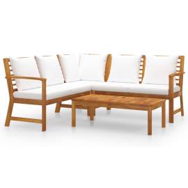 Set mobilier de grădină cu perne crem, 4 piese, lemn de acacia, 2 image