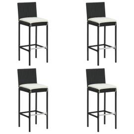 Set mobilier bar de grădină cu perne, 5 piese, negru, poliratan, 5 image