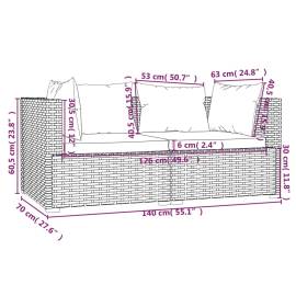 Set mobilier de grădină cu perne, 3 piese, gri, poliratan, 7 image