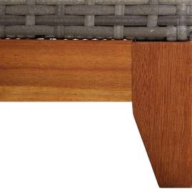 Șezlong, gri, poliratan și lemn masiv de acacia, 8 image