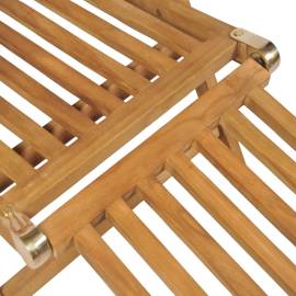 Șezlong cu suport picioare, lemn masiv de tec, 8 image