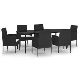 Set mobilier pentru grădină, 7 piese, negru, 2 image