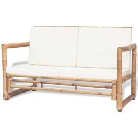 Set mobilier de grădină cu perne, 4 piese, bambus, 3 image