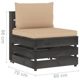 Set mobilier grădină, 6 piese, cu perne, gri, lemn impregnat, 9 image