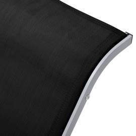 Șezlong, negru, textilenă și aluminiu, 6 image
