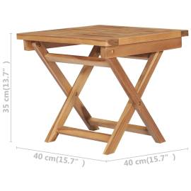 Șezlong de soare pliabil cu masă, lemn masiv de tec, 11 image