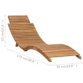 Șezlong de soare pliabil cu masă, lemn masiv de tec, 10 image