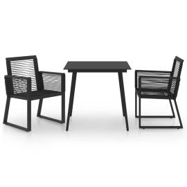 Set mobilier de exterior, 3 piese, negru, ratan pvc, 2 image