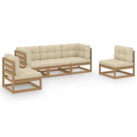 Set mobilier de grădină cu perne, 5 piese, lemn masiv pin, 2 image