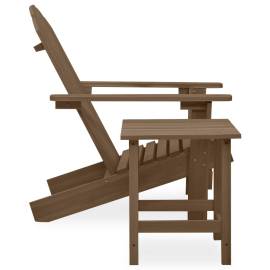 Scaun de grădină adirondack cu masă, maro, lemn masiv de brad, 3 image