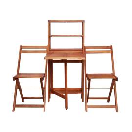 Set mobilier bistro pliabil, 3 piese, lemn masiv de acacia, 3 image