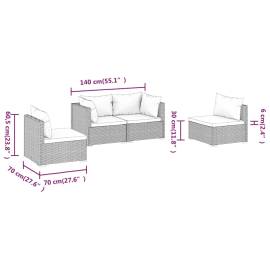 Set mobilier de grădină cu perne, 4 piese, gri, poliratan, 7 image