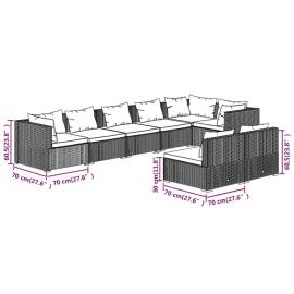Set mobilier de grădină cu perne, 8 piese,gri, poliratan, 7 image