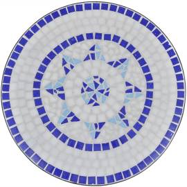 Set mobilier bistro, 3 piese, albastru/alb, plăci ceramice, 4 image