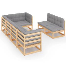Set mobilier de grădină, 7 piese, cu perne, lemn masiv de pin, 2 image