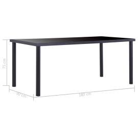 Masă de bucătărie, negru, 180 x 90 x 75 cm, sticlă securizată, 5 image