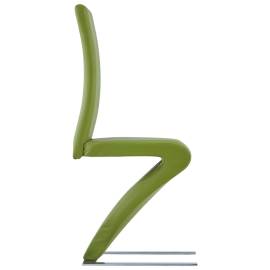 Scaune de bucătărie în zigzag, 2 buc., verde, piele ecologică, 4 image