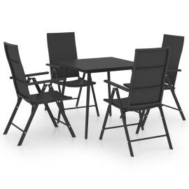 Set de masă pentru grădină, 5 piese, negru, 2 image