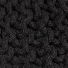 Puf tricotat manual, bumbac, 50 x 35 cm, negru, 2 image