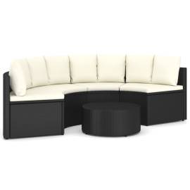 Set mobilier de grădină cu perne, 5 piese, negru, poliratan, 2 image