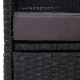 Pat canapea de exterior cu copertină, negru, poliratan, 6 image