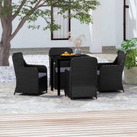 Set mobilier de grădină, cu perne, 5 piese, negru