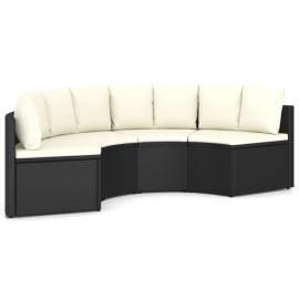 Set mobilier de grădină cu perne, 4 piese, negru, poliratan, 2 image