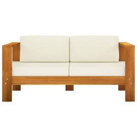 Set mobilier grădină perne alb/crem, 8 piese, lemn masiv acacia, 7 image